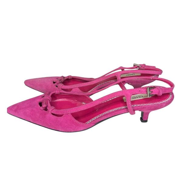 Prada pink suede slingback kitten - Picture 2 of 8